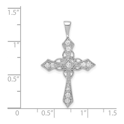 14K White Gold 1/3 ct tw Diamond Cross Pendant – view 3