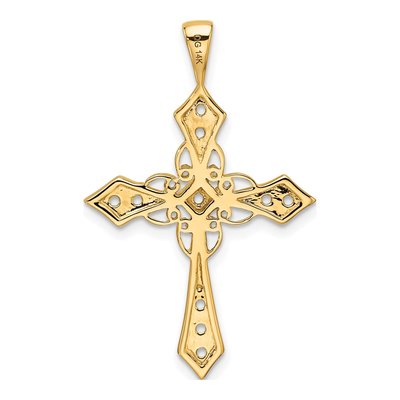 14K Yellow Gold Diamond Cross Pendant Mounting – view 4