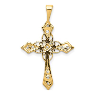 14K Yellow Gold 1/3 ct tw Diamond Cross Pendant – view 3