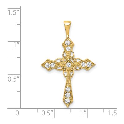 14K Yellow Gold 1/3 ct tw Diamond Cross Pendant – view 4