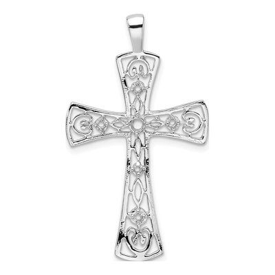 14K White Gold Fancy Cross Pendant Mounting