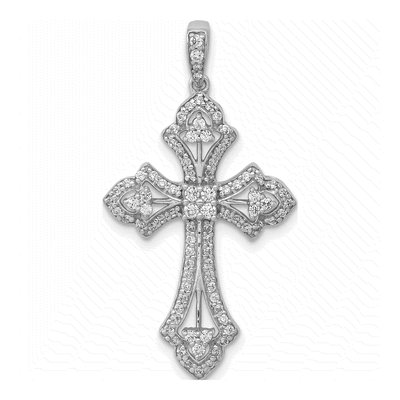10K White Gold 1/2 ct tw Diamond Cross Pendant