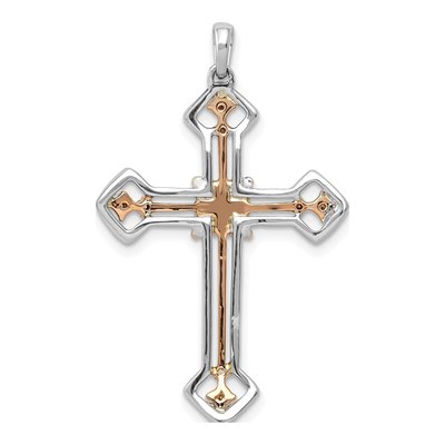 14K Two-Tone Gold 3/8 ct tw Lab-Grown Diamond Cross Pendant – view 4