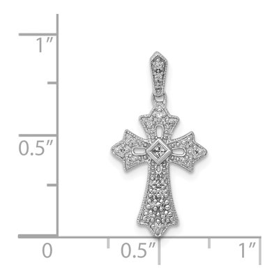 14K White Gold 1/10 ct tw Diamond Fancy Cross Pendant – view 5