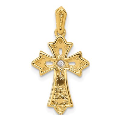 14K Yellow Gold 1/10 ct tw Diamond Fancy Cross Pendant – view 4