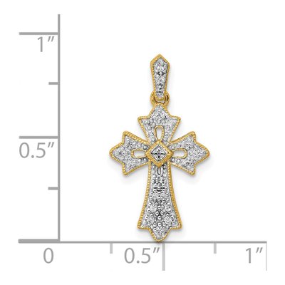 14K Yellow Gold 1/10 ct tw Diamond Fancy Cross Pendant – view 5