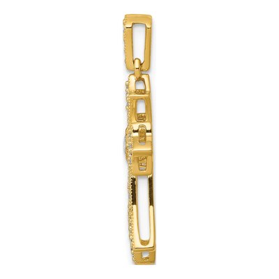 10K Yellow Gold 1/6 ct tw Diamond Fleur de Lis Cross Pendant – view 2