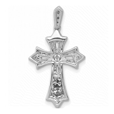 14K White Gold 1/6 ct tw Diamond Fleur de Lis Cross Pendant – view 4