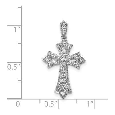 14K White Gold 1/6 ct tw Diamond Fleur de Lis Cross Pendant – view 5