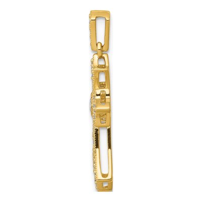 14K Yellow Gold 1/6 ct tw Diamond Fleur de Lis Cross Pendant – view 3