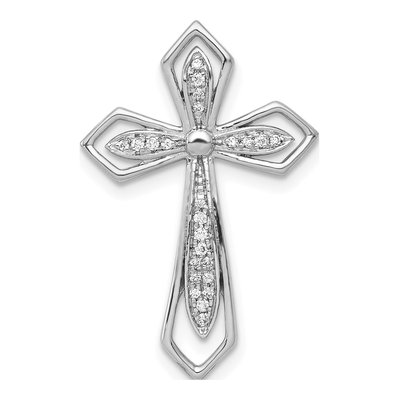 14K White Gold 1/15 ct tw Diamond Cross Slide Pendant