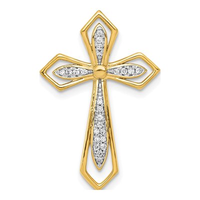 14K Yellow Gold 1/15 ct tw Diamond Cross Slide Pendant