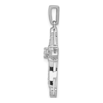 14K White Gold 1/6 ct tw Diamond Filigree Cross Pendant – view 3
