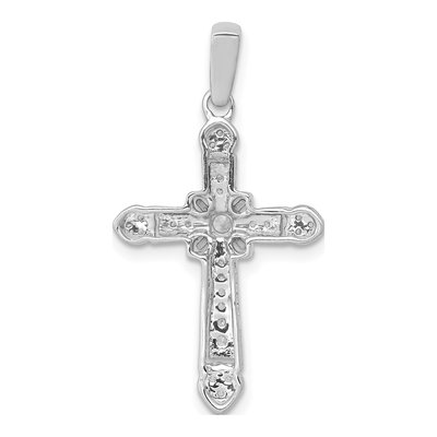 14K White Gold 1/6 ct tw Diamond Filigree Cross Pendant – view 4