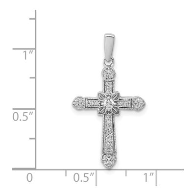 14K White Gold 1/6 ct tw Diamond Filigree Cross Pendant – view 5