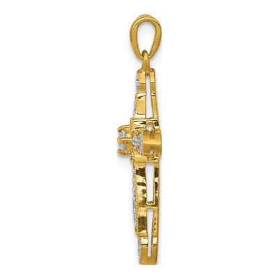 14K Yellow Gold 1/6 ct tw Diamond Filigree Cross Pendant – view 3