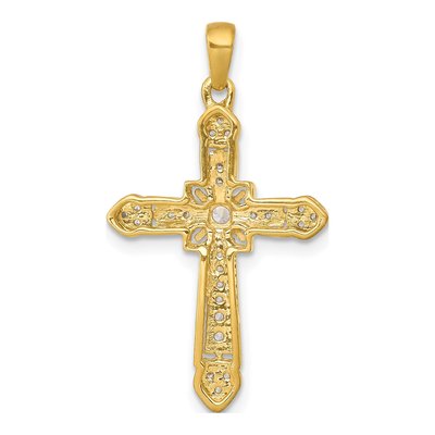 14K Yellow Gold 1/6 ct tw Diamond Filigree Cross Pendant – view 4