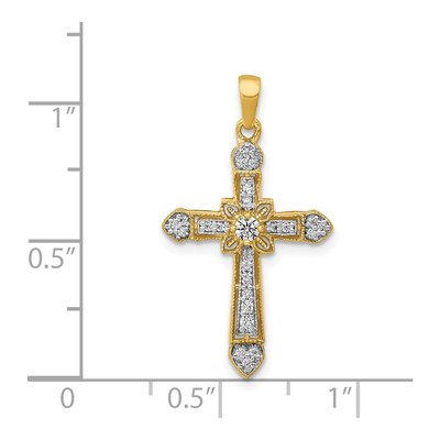 14K Yellow Gold 1/6 ct tw Diamond Filigree Cross Pendant – view 5
