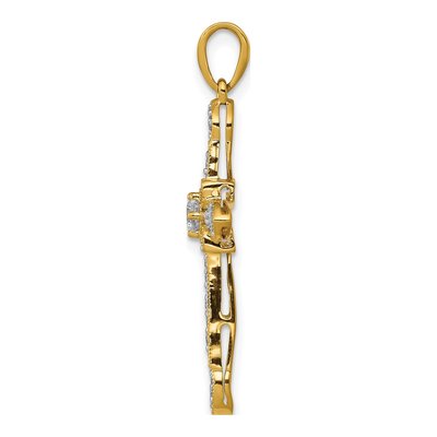 10K Yellow Gold 1/3 ct tw Diamond Filigree Cross Pendant – view 2