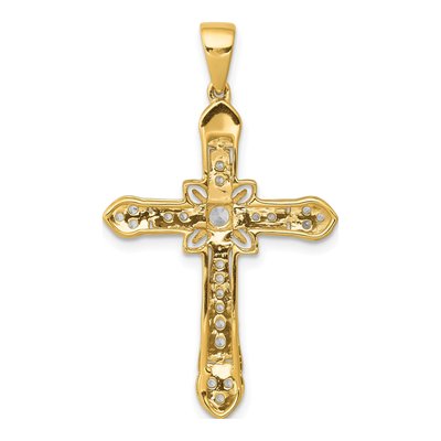 10K Yellow Gold 1/3 ct tw Diamond Filigree Cross Pendant – view 3
