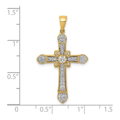 10K Yellow Gold 1/3 ct tw Diamond Filigree Cross Pendant – view 4
