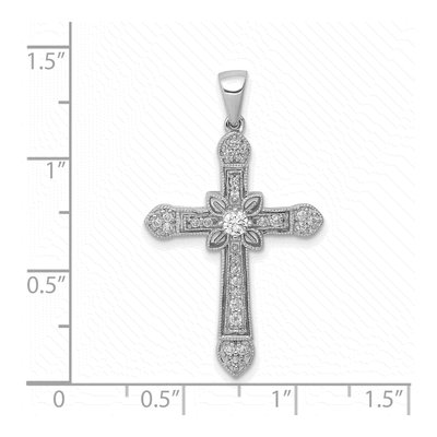 14K White Gold 1/3 ct tw Diamond Filigree Cross Pendant – view 5