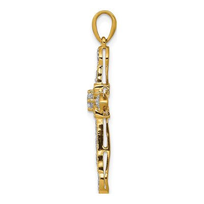 14K Yellow Gold 1/3 ct tw Diamond Filigree Cross Pendant – view 3