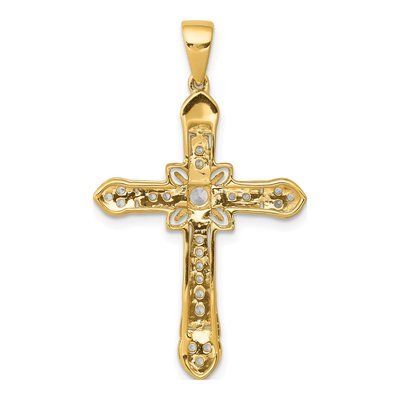 14K Yellow Gold 1/3 ct tw Diamond Filigree Cross Pendant – view 4