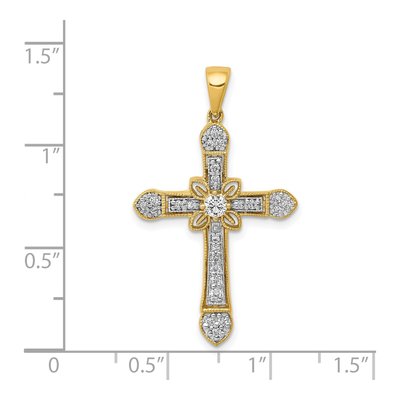 14K Yellow Gold 1/3 ct tw Diamond Filigree Cross Pendant – view 5
