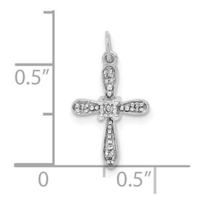 10K White Gold Diamond Small Cross Charm – view 2