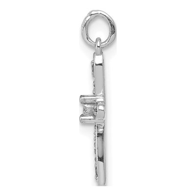 10K White Gold Diamond Small Cross Charm – view 3