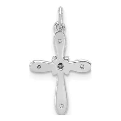 10K White Gold Diamond Small Cross Charm – view 4