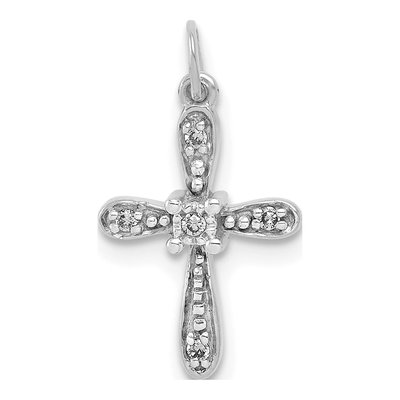 10K White Gold Diamond Small Cross Charm
