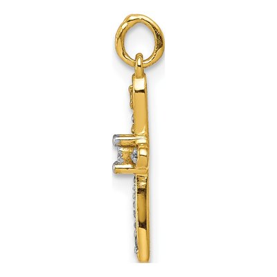 10K Yellow Gold Diamond Small Cross Charm – view 2