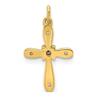 10K Yellow Gold Diamond Small Cross Charm – view 3