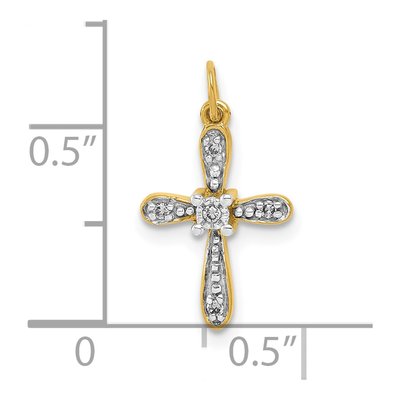 10K Yellow Gold Diamond Small Cross Charm – view 4