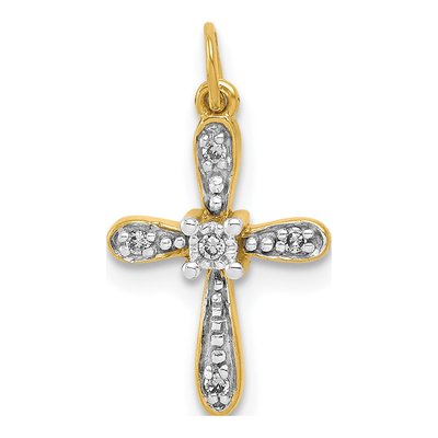 10K Yellow Gold Diamond Small Cross Charm