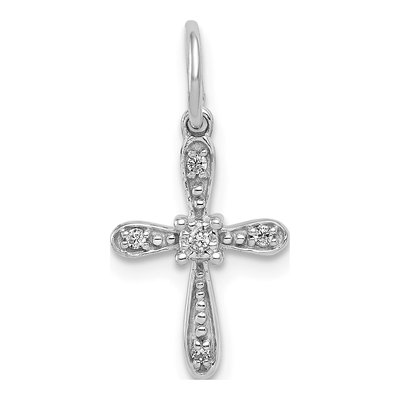 14K White Gold Diamond Cross Pendant