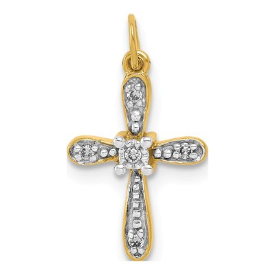 14K Yellow Gold Diamond Cross Pendant