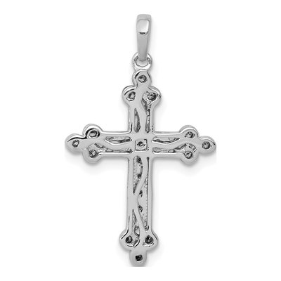 14K White Gold 1/10 ct tw Diamond Filigree Cross Pendant – view 4