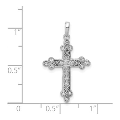 14K White Gold 1/10 ct tw Diamond Filigree Cross Pendant – view 5