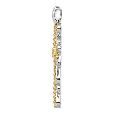 14K Two-Tone Gold 5/8 ct tw Diamond Filigree Cross Pendant – view 3