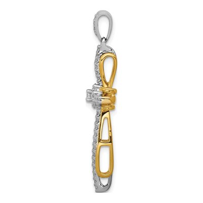 14K Two-Tone Gold 1/3 ct tw Diamond Cross Pendant – view 3