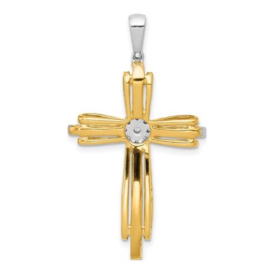 14K Two-Tone Gold 1/3 ct tw Diamond Cross Pendant – view 4