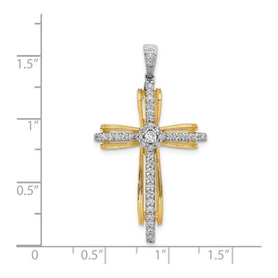 14K Two-Tone Gold 1/3 ct tw Diamond Cross Pendant – view 5