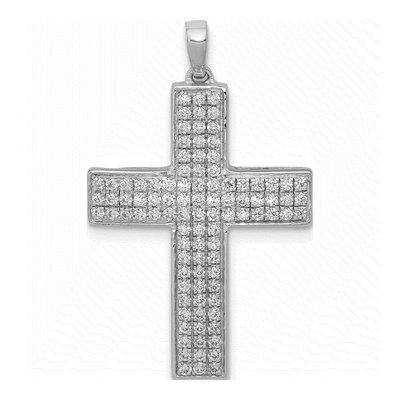 14K White Gold 1/2 ct tw Diamond Latin Cross Pendant