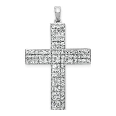 14K White Gold 1 ct tw Diamond Latin Cross Pendant