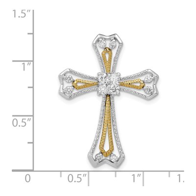 14K Two-Tone Gold 1/3 ct tw Diamond Cross Slide Pendant – view 5
