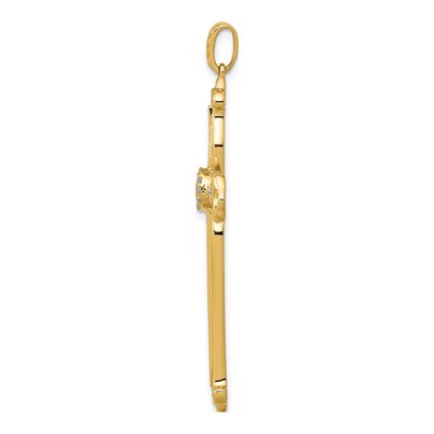 14K Yellow Gold 1/4 ct tw Diamond Budded Cross Pendant – view 3