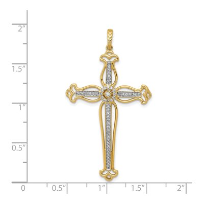 14K Yellow Gold 1/4 ct tw Diamond Budded Cross Pendant – view 5